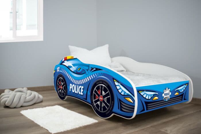 Dečiji krevet sa dušekom i letvicama 140x70cm Trkački auto Police 7428