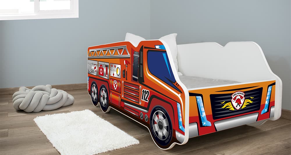 Dečiji krevet sa dušekom i letvicama 140x70 Truck Firetruck