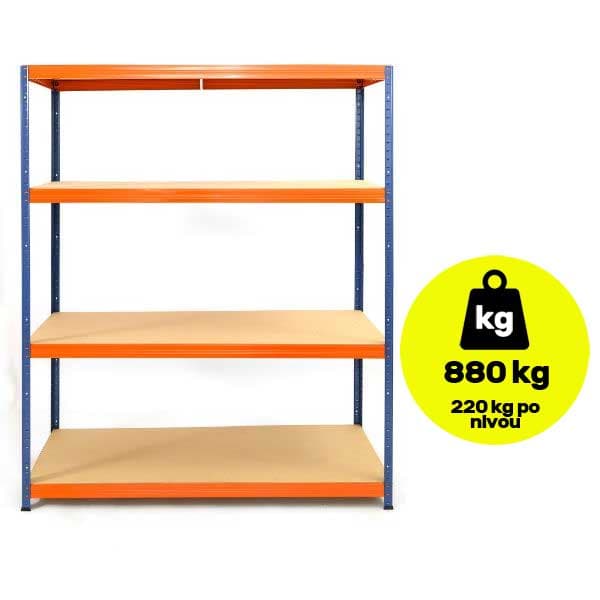 Metalna polica velike nosivosti 4x220kg 180x150x60cm