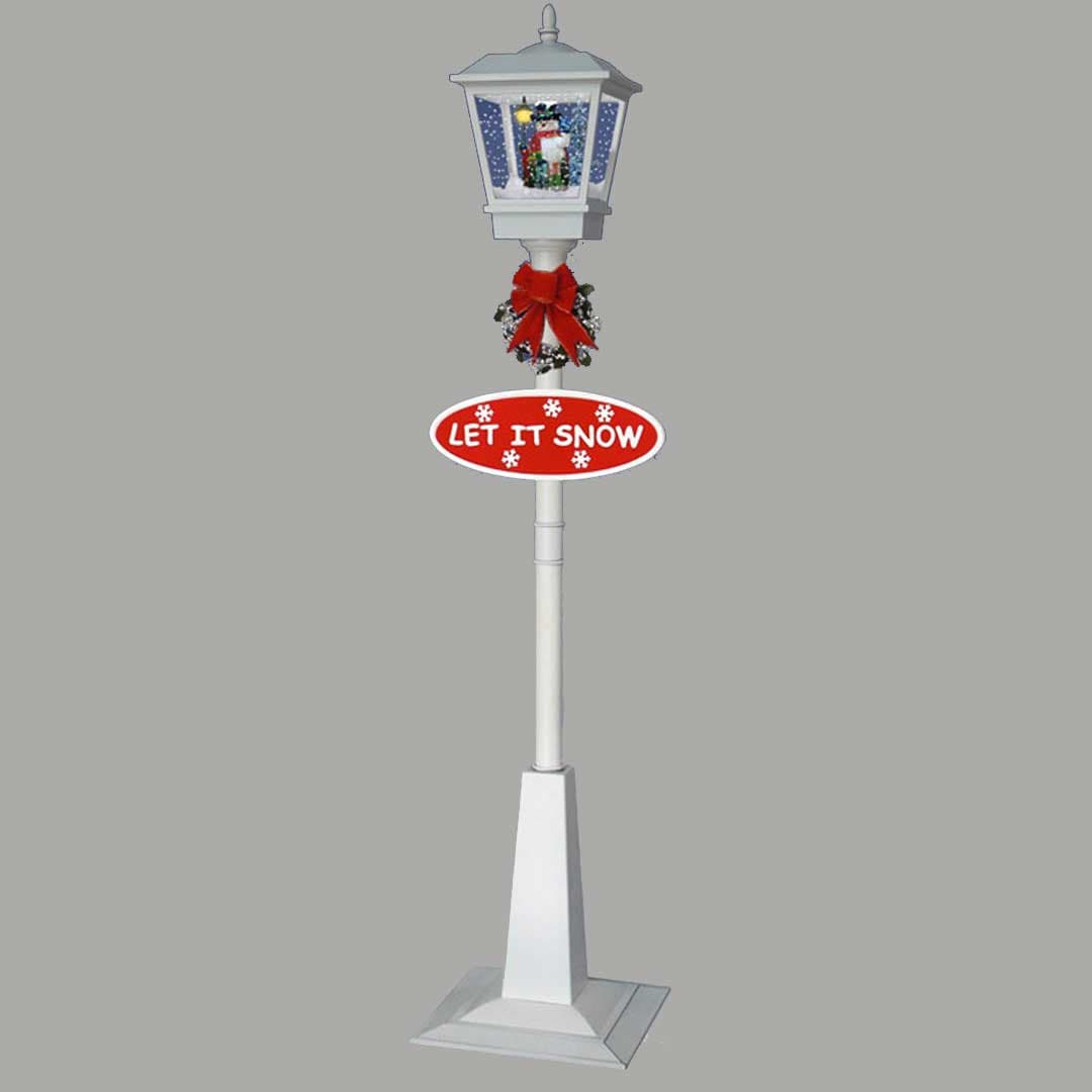 LED Novogodišnja Ulična Lampa Sa Snegom i Melodijama 180 cm White