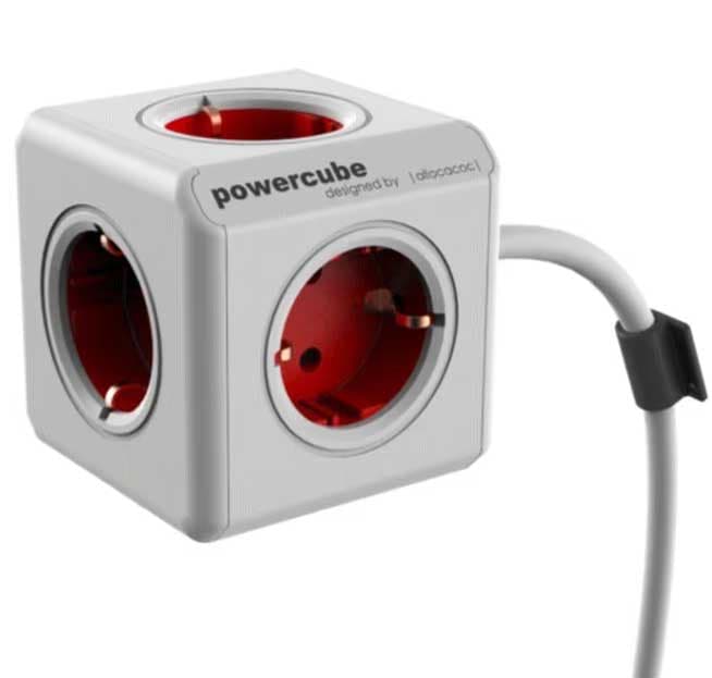 PowerCube produžni kabl sa 5 šuko utičnica 1.5m Red