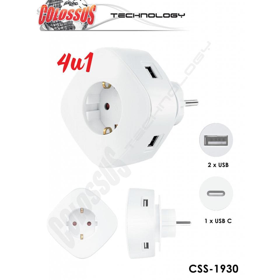 USB Utičnica 4u1 Colossus CSS-1930