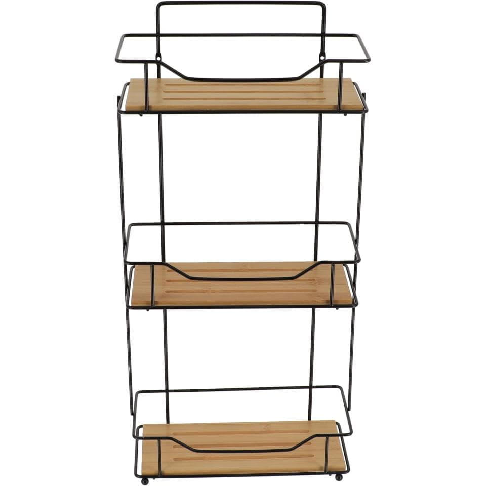 Tendance Trostruka Polica Za Kupatilo 57x26,5x11,5cm Bambus Mat Crna