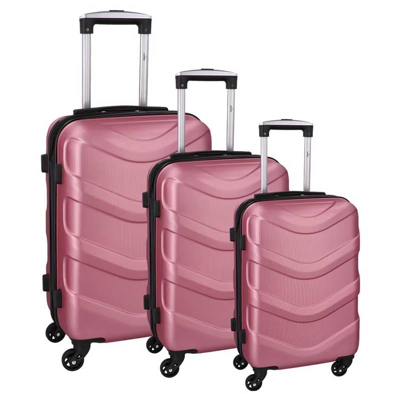 Komplet 3 ABS Tvrda Kofera Rome roze