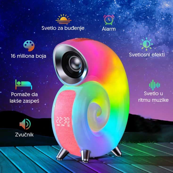 Bluetooth zvučnik sa RGB svetlom i budilnikom 5959RD