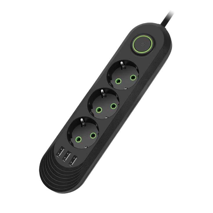 Produžni kabl 2m Sa 3 Šuko i 3 USB-A utičnice NV371U-2/BK
