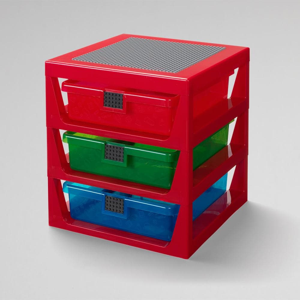 LEGO Lego Polica Sa 3 Fioke I Podlogom Za Gradnju - Crvena