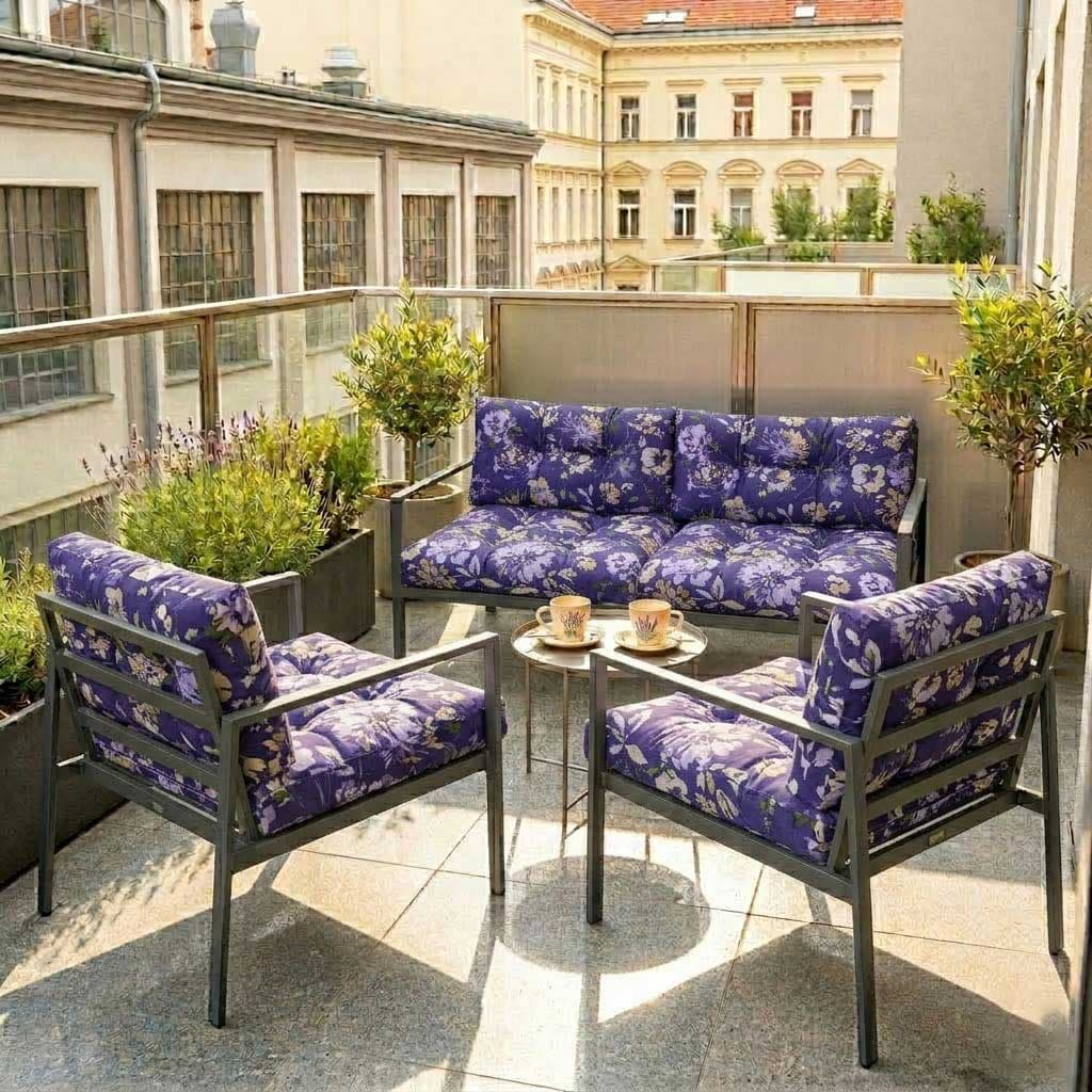 Jastuci Za Baštensku Garnituru Sa Niskim Naslonima - Dvosed i Dve Fotelje VIOLET RETRO