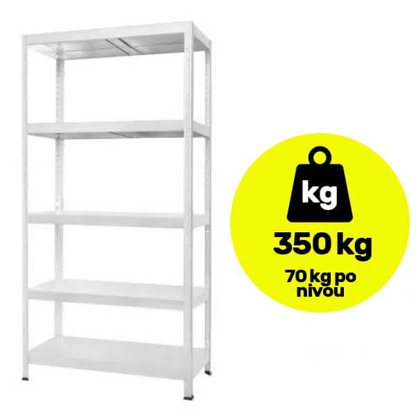 Metalna polica sa pet nivoa za odlaganje Bela 180x90x30 5x70kg