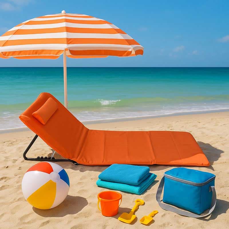 Sklopiva ležaljka za plažu sa podesivim naslonom Narandžasta