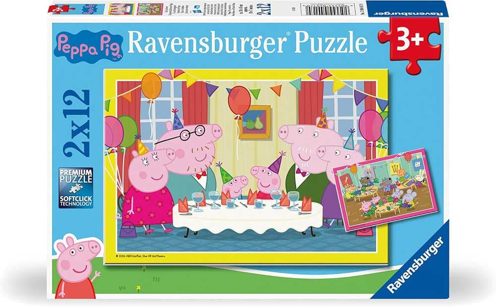 Puzzle za decu 2x12 delova Pepa Prase - Vreme je za zabavu Ravensburger 12004018