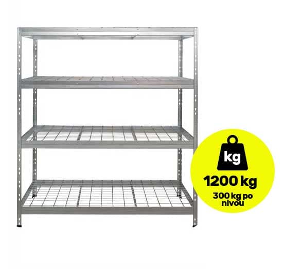 Metalna žičana polica velike nosivosti 4x300kg 180x180x60cm