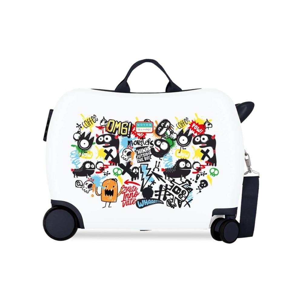 Dečiji kofer za put i vožnju Movom Monsters white 32798