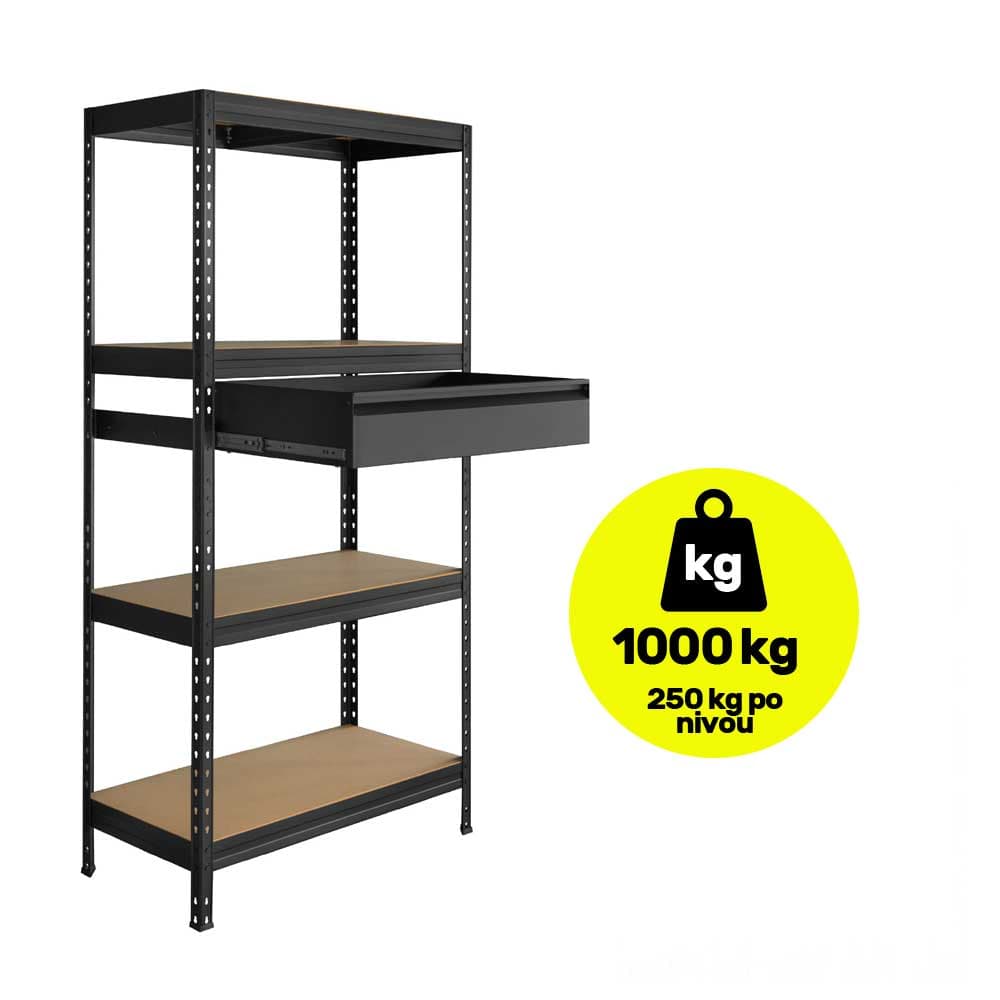 Metalna polica velike nosivosti Sa fiokom 80x90x45cm 4x250kg