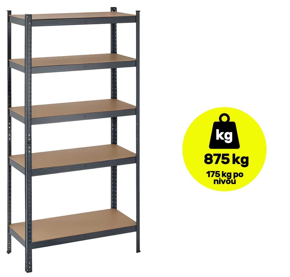 Metalni regal velike nosivosti 180×100×45 cm 5×175kg