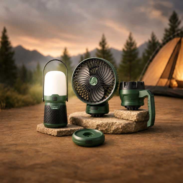 Iskra ERO Aku kamperski Set 3u1 Ventilator i lampe IE-MCS3I1