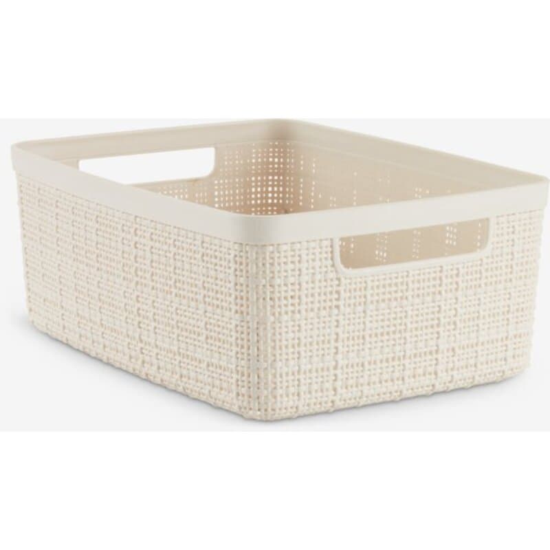 Korpa za odlaganje JUTE dizajn, 4,5L, plastika, prljavo bela