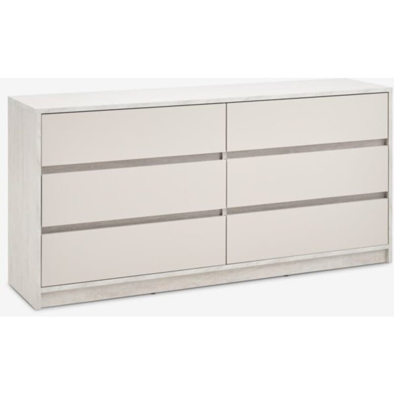 Komoda BILLUND 3+3 fioke, travertin/bež, 153x74x39 cm
