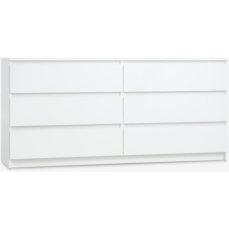 Komoda TANGE 3+3 fioke, bela, 153x72x40 cm