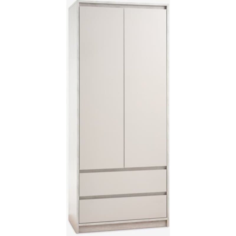 Ormar BILLUND 80x193 cm, 2 vrata i 2 fioke, travertin/bež