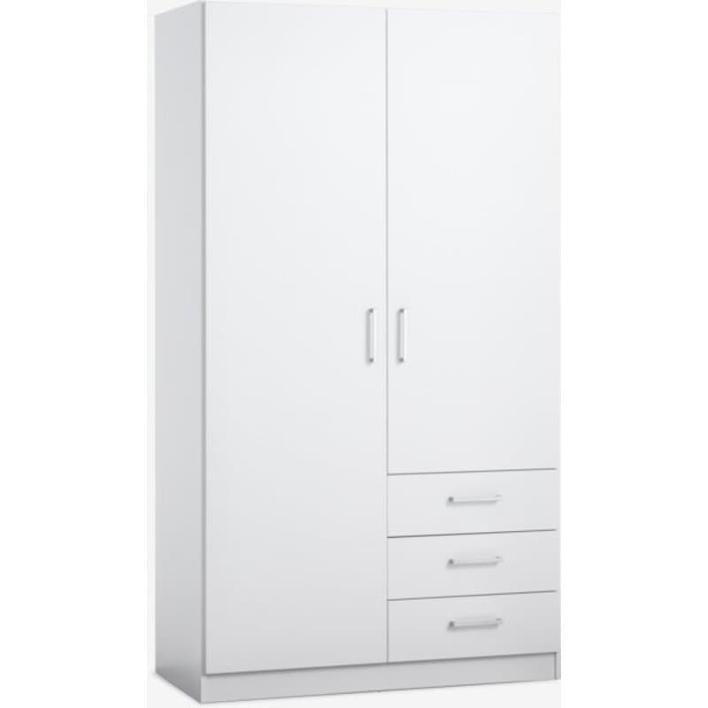 Ormar FANDRUP 97x176 cm, 2 vrata, 3 fioke, bela