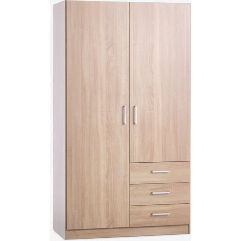 Ormar FANDRUP 97x176 cm, 2 vrata, 3 fioke, svetao hrast
