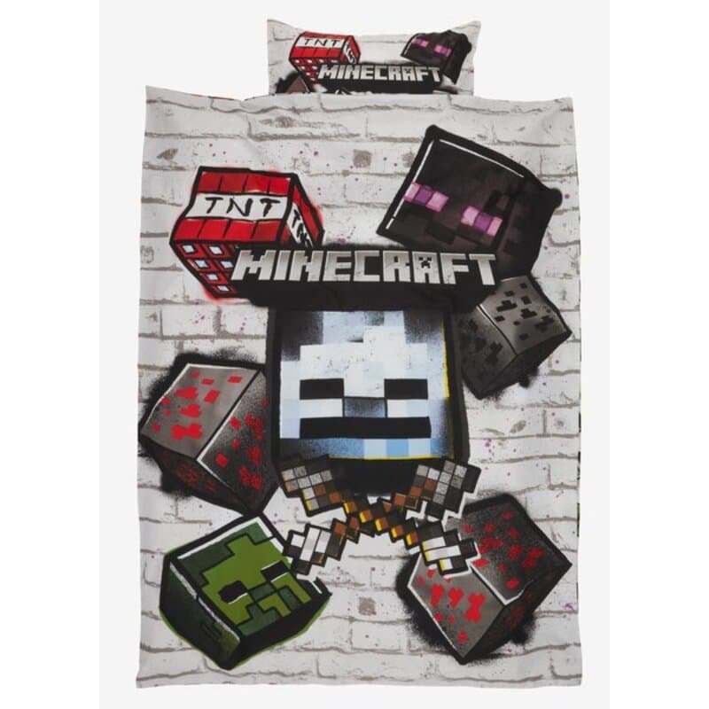 Dečija posteljina MINECRAFT 140x200 siva Jastučnica i jorganska navlaka