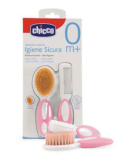 Chicco  češalj + prirodna četka, roze 6600331