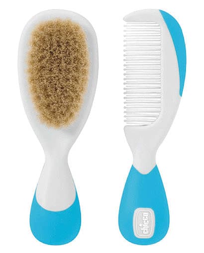 Chicco češalj + prirodna četka, plava 00066003320000