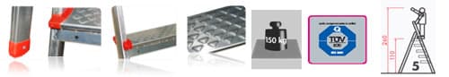 Aluminijumske merdevine Texell Alu-Dom 305 5 stepenika