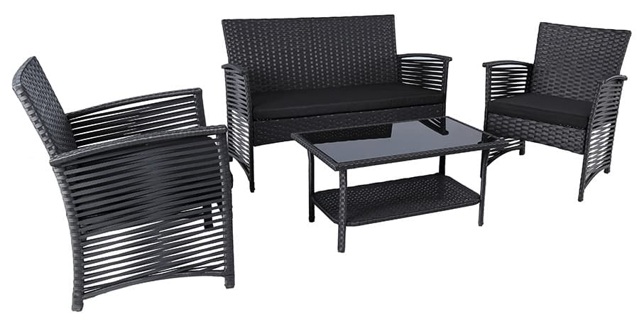 Wicker Ratan Garnitura Cordoba - 2 Fotelje, Sofa i Sto sa staklom