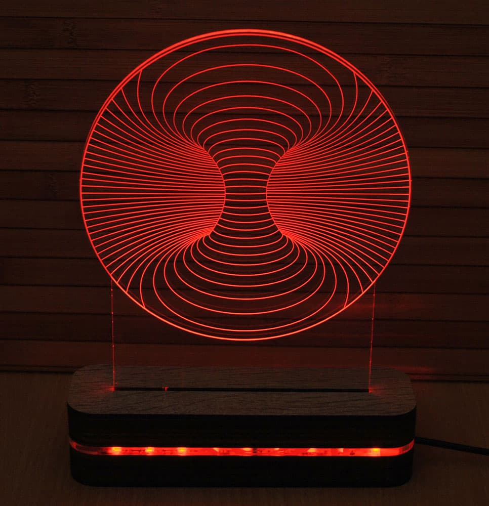 Black Cut 3D LED Lampa Red Vortex