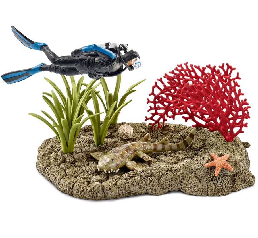 Schleich Figure Divlje životinje - Koralni greben i ronilac 42328