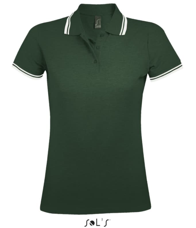 Sols Pasadena Ženska majica sa kragnom vel. XL Forest Green/White 00578