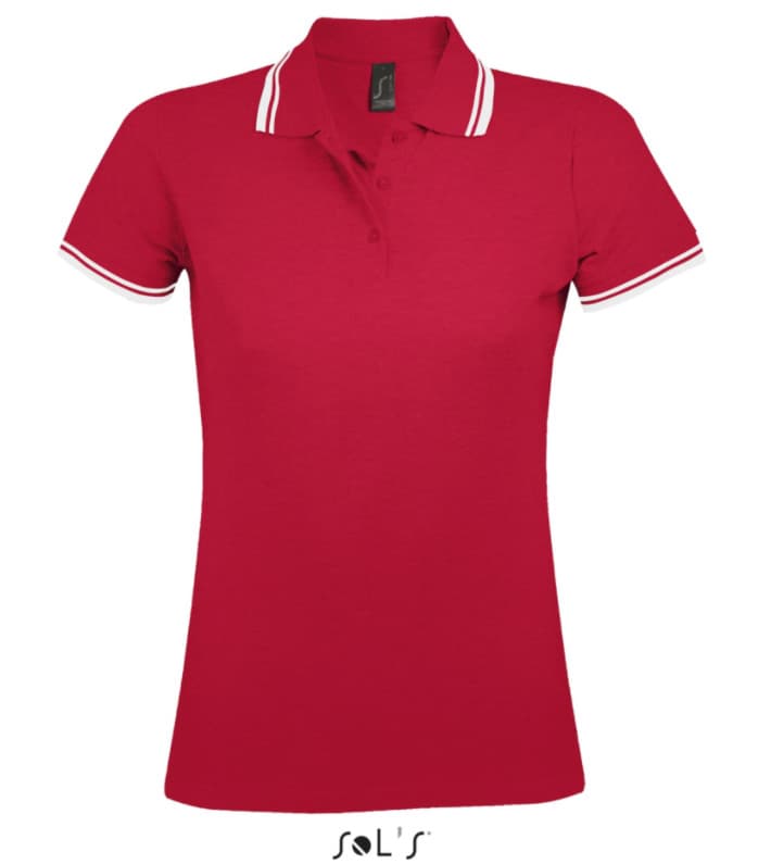 Sols Pasadena Ženska majica sa kragnom vel. L Red/White 00578