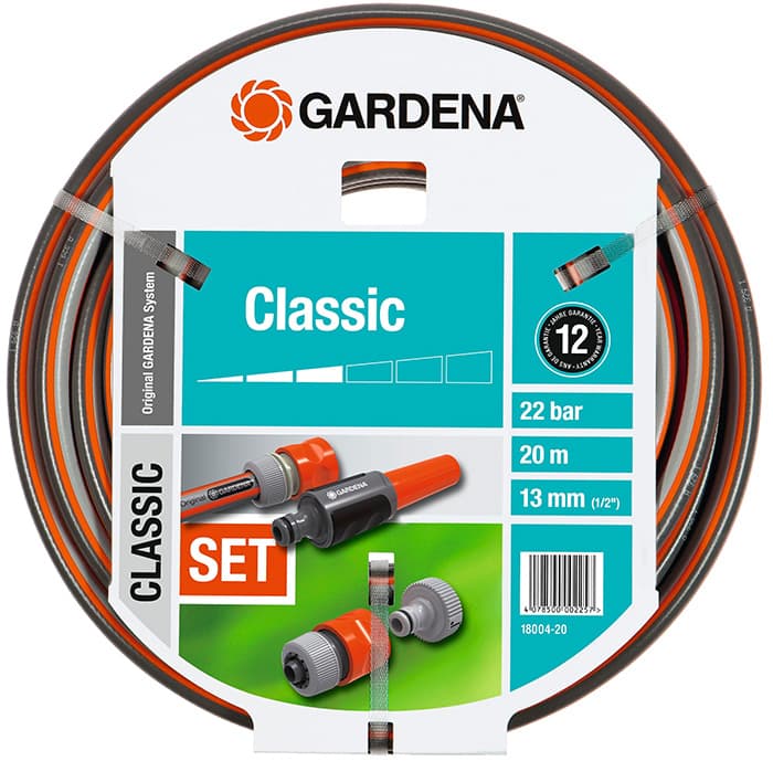 Gardena baštensko crevo 20 metara 13 mm (1/2 inča) sa nastavcima i prskalicom u setu GA 18004-20