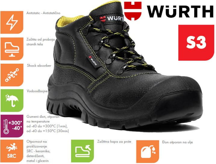 Wurth Bezbednosne cipele Rubber guard S3 duboke vel. 43