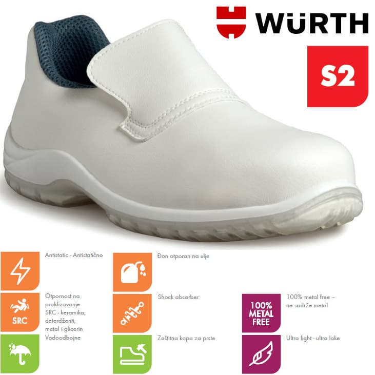 Wurth Bezbednosne cipele Kalnia Bele S2 Plitke vel. 37