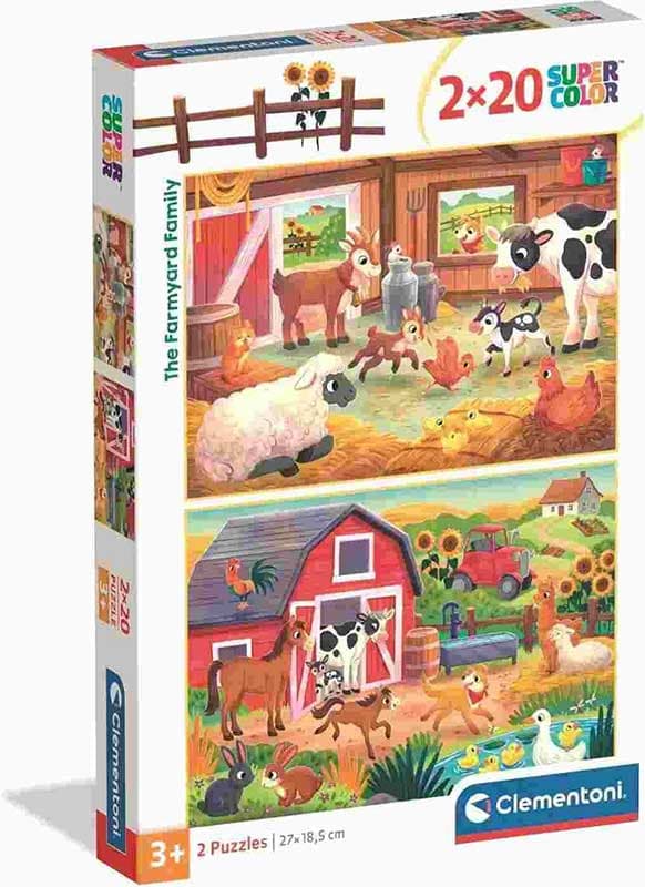 Puzzle slagalice 2x20 delova Domaće životinje na farmi Clementoni 24818