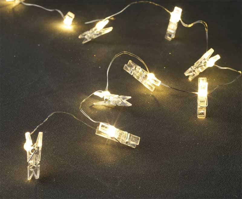 Novogodišnje dekorativne lampice na baterije u obliku štipaljki 10LED