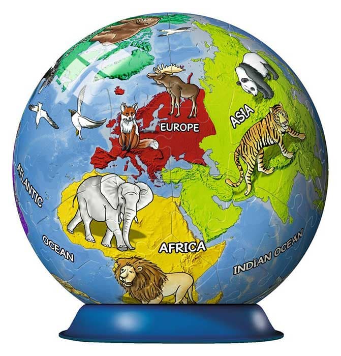 3D Puzle Kugla Karta sveta sa životinjama - Ravensburger 11840