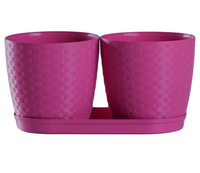 Saksije za cveće sa tacnom Inspira Mix and Play Roze