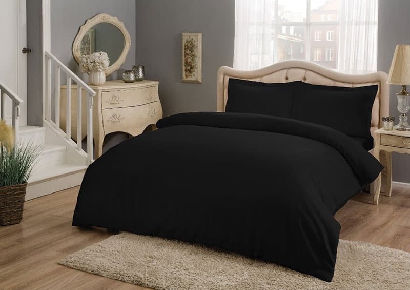 Satenska bračna posteljina Basic Black