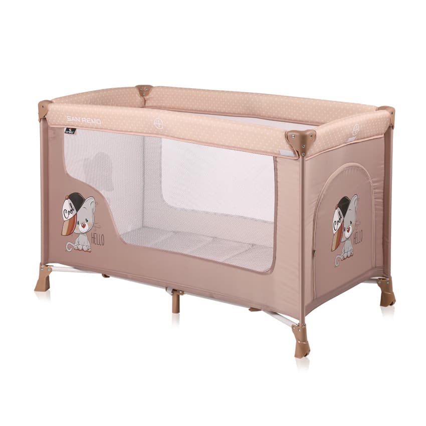 LORELLI Prenosivi krevetac SAN REMO 1 nivo Beige Cool Cat