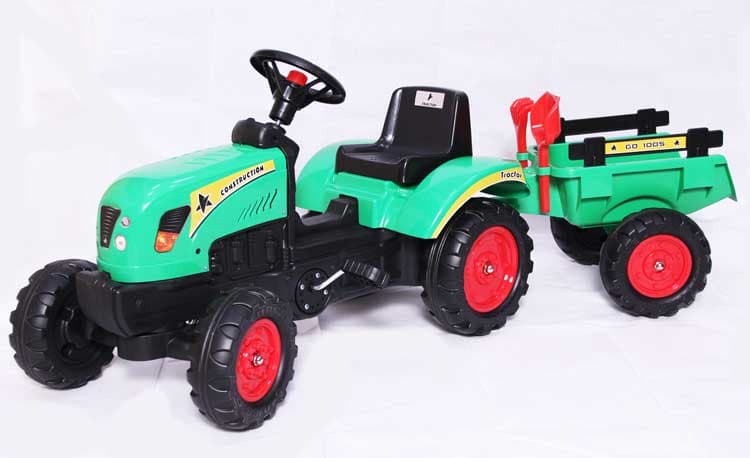 Dečiji Traktor sa prikolicom na pedale 01 Zeleni Go 1005