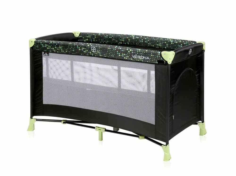 LORELLI Prenosivi krevetac Krevet torba VERONA 1 nivo Black and Green Dots AV10080262079