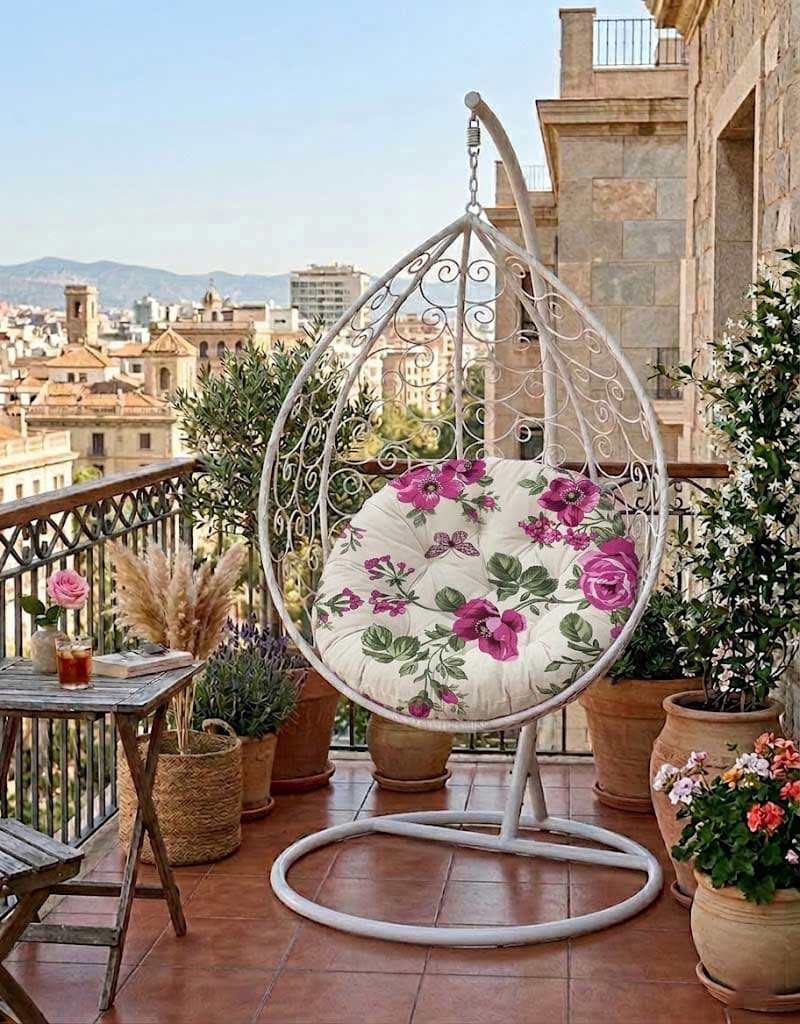 Jastuk Za Jaje Baštensku Ljuljašku - 120 cm - Pink Flowers