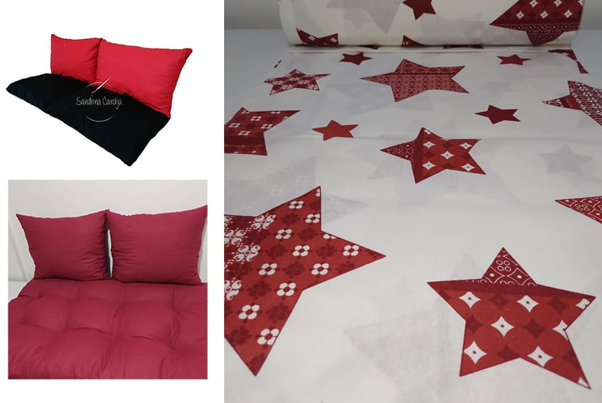 Jastuci za garniture od paleta - 160 x 50 x 50 cm - Red Stars