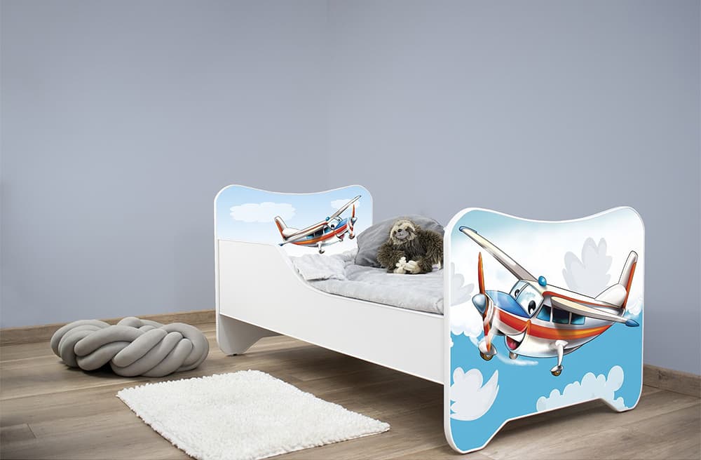 Dečiji krevet sa dušekom i letvicama 160x80cm Happy kitty Plane 7444