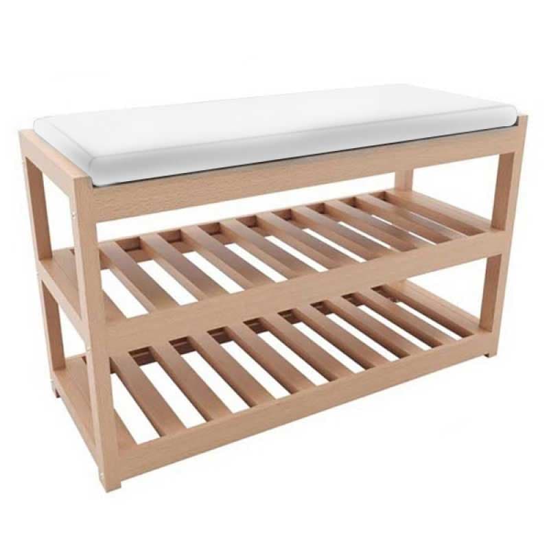Cipelarnik sa klupom bienWood BIE7005 Beli jastuk